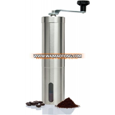 Hot Sale Silver Stainless Steel Hand Manual Handmade Coffee Bean Grinder Mill Kitchen Grinding Tool 30g 4.9x18.8cm Home